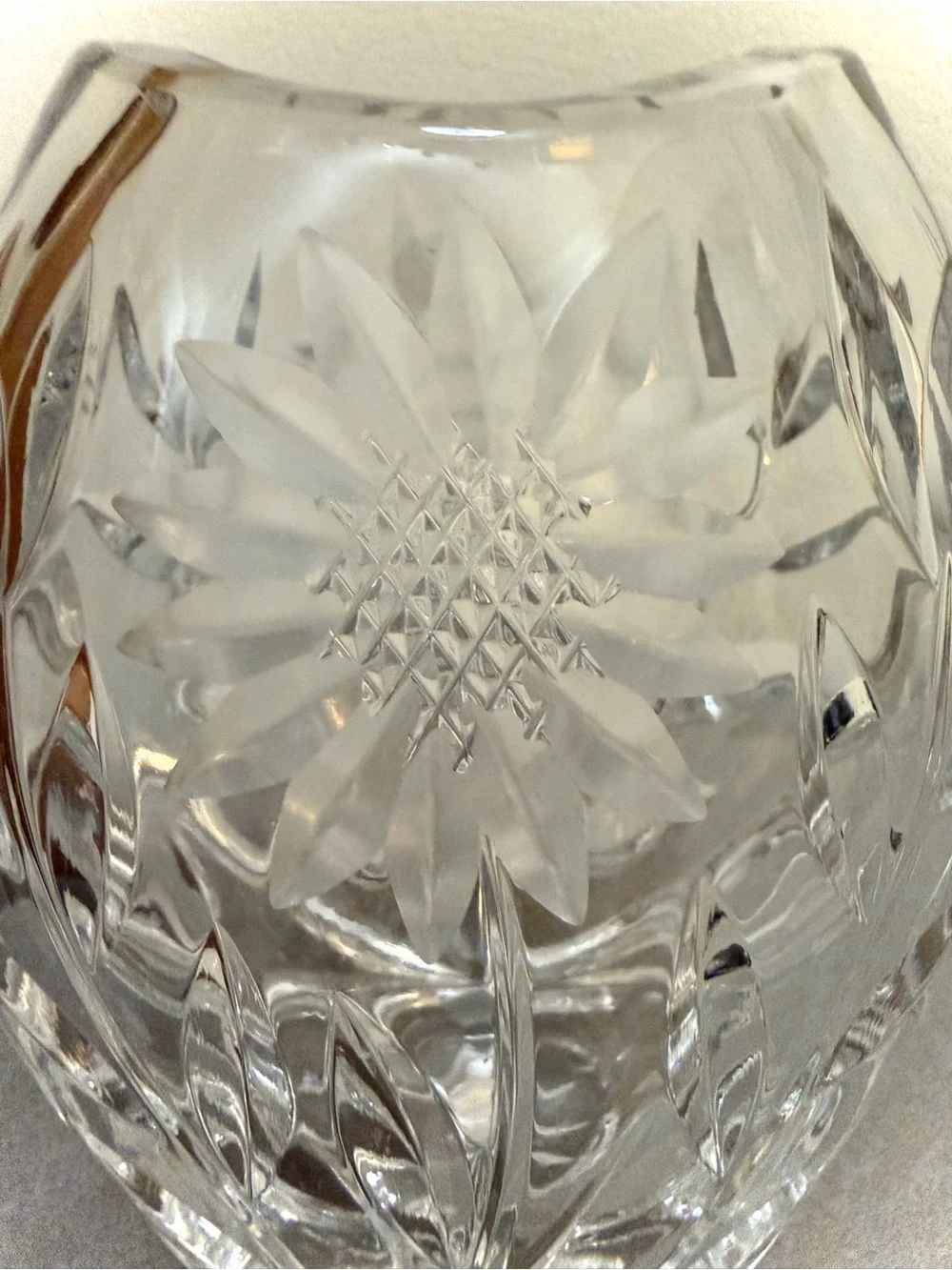 German Lausitzer Margaret Sunflower Lead Crystal Vase Vintage 1960s W Germany